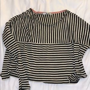 Striped long sleeve crop top